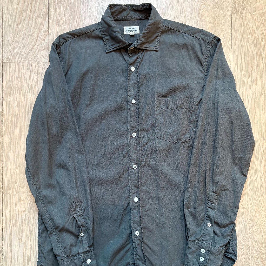 Hartford Dress Shirt Medium Men’s Military Green Long Sleeve Shirt
